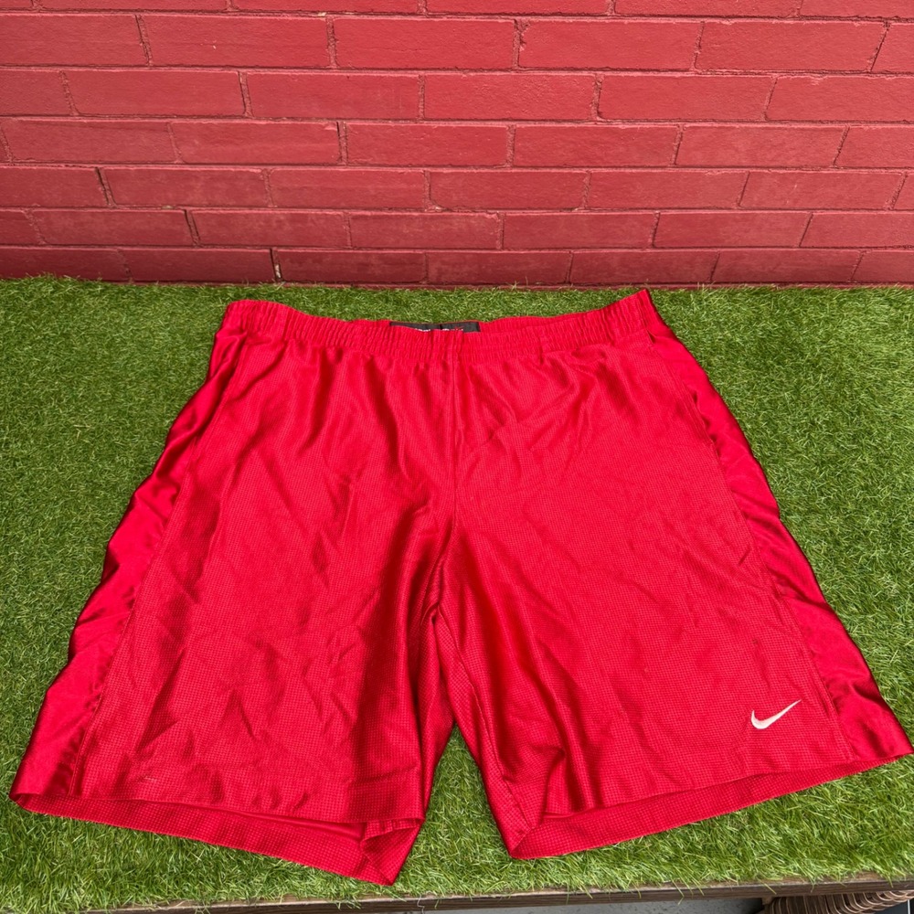 Vtg 90s Nike Basketball Shorts Mens XXL Red Athletic Razzle Dazzle Swoosh Logo